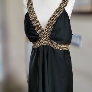 Elegant Black Swim Dress tankini Top with Gold Accents - Top Only